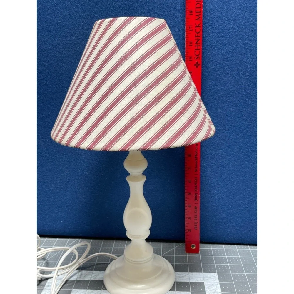Whites Kids Night Stand Bureau Lamp Striped Shade  67